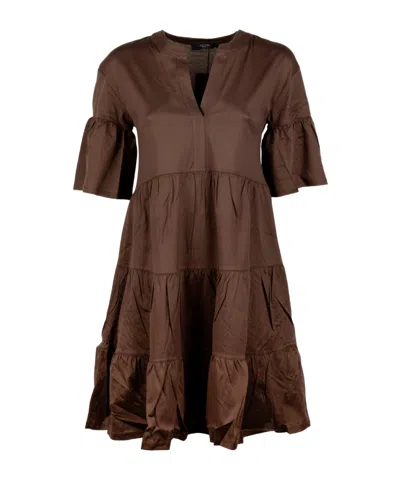 Weekend Max Mara Tiered Ruffled Mini Dress In Brown