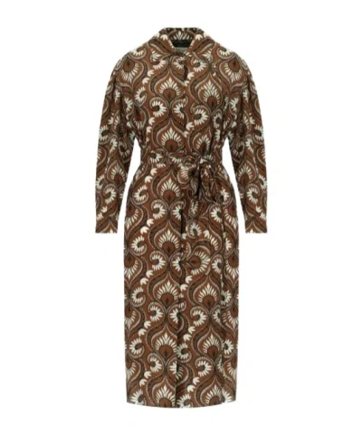 Weekend Max Mara Tie-waist Printed Dress In Brown