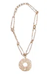 Weekend Max Mara Hammered-circle Pendant Necklace In Gold