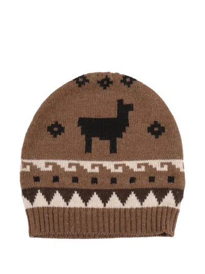Weekend Max Mara Time Patterned Beanie In Brown
