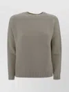 Weekend Max Mara Timeless Crew Neck Knitwear With Ribbed Details In Gray
