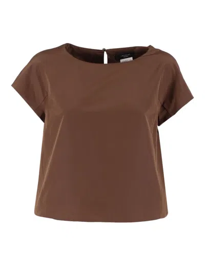 Weekend Max Mara Max Mara Weekend Boxy Taffeta Top In Brown