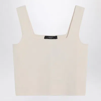 Weekend Max Mara Top In Viscose Jacquard Ecru In Gray