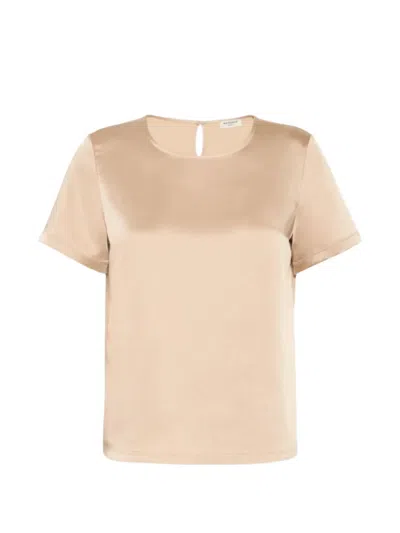 Weekend Max Mara Satin Crewneck T-shirt In Pink