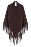 Weekend Max Mara Fringed Virgin-wool Cape In Brown