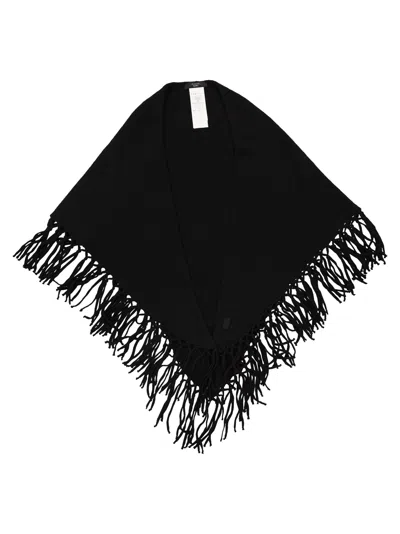 Weekend Max Mara Tornado Wool Triangle Shawl In Black