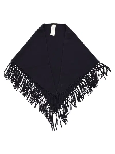 Weekend Max Mara Tornado Wool Triangle Shawl In Black
