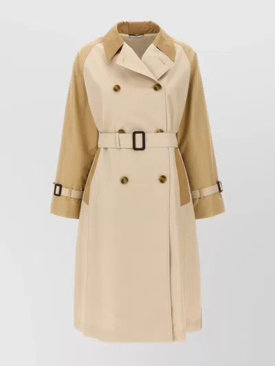 Weekend Max Mara Trench Coat Belted Contrast Collar In Gray
