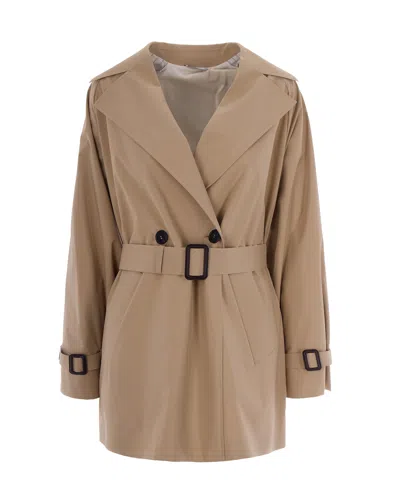Weekend Max Mara Beige Notched Lapel Trench Coat In Neutral