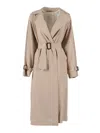 Weekend Max Mara Max Mara Weekend Long Waterproof Jacket In Barley With Belt In Neutral
