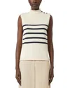 Weekend Max Mara Trofeo Placed Stripe Sleevless Cotton Sweater In Neutral