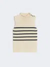 Weekend Max Mara Trofeo Placed Stripe Sleevless Cotton Sweater In Neutral