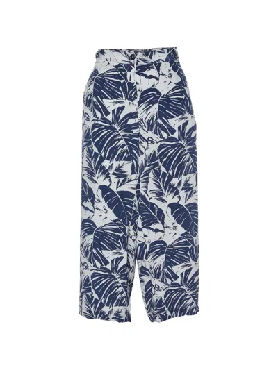 Pre-owned Weekend Max Mara Tropical-print Trousers In Blue