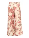 Weekend Max Mara Elastic Waistband Wide Leg Floral Print Trousers In Animal Print