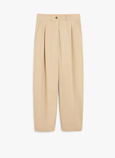 Weekend Max Mara Poplin Carrot-fit Trousers In Beige
