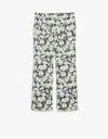 Weekend Max Mara High Waist Floral Pattern Trousers With Belt Loops In Black