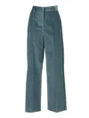 Weekend Max Mara Omens Oil Tania Wide-leg Cotton-corduroy Trousers In Green