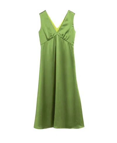 Weekend Max Mara Trumpet Satin Dress In Green