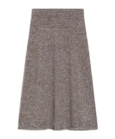 Weekend Max Mara Trumpet-shaped Wool Skirt In Gray