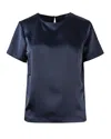 Weekend Max Mara Blue Solid Round Neck T-shirt In Blue