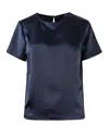 Weekend Max Mara Blue Solid Round Neck T-shirt In Blue