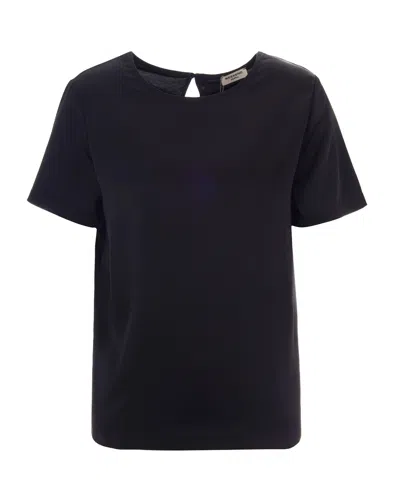 Weekend Max Mara Satin Front With Jersey Back T-shirt In Black