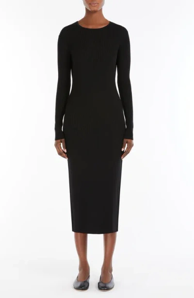 Weekend Max Mara Tuono Rib Long Sleeve Sweater Dress In Black