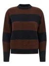 Weekend Max Mara Striped Crew Neck Long Sleeve Sweater In Brown