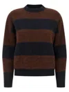 Weekend Max Mara Striped Crew Neck Long Sleeve Sweater In Brown