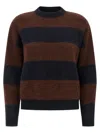 Weekend Max Mara Striped Crew Neck Long Sleeve Sweater In Brown