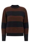 Weekend Max Mara Striped Crew Neck Long Sleeve Sweater In Brown
