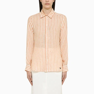 Weekend Max Mara Linen Striped Shirt For Men By Lari In Red