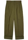 Weekend Max Mara Bronzo Pleated Cuff Pants In Green