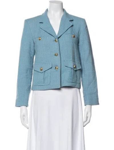 Pre-owned Weekend Max Mara Tweed Pattern Blazer In Blue