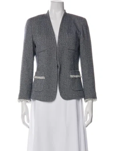 Pre-owned Weekend Max Mara Tweed Pattern Blazer In Blue