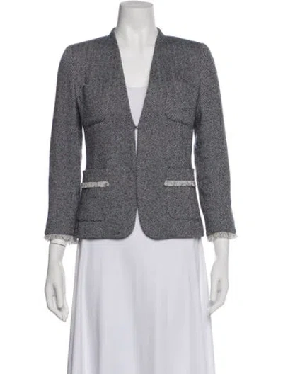 Pre-owned Weekend Max Mara Tweed Pattern Blazer In Gray