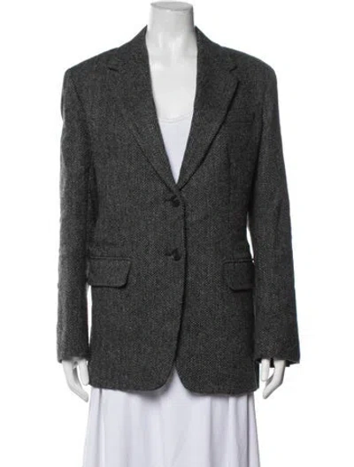 Pre-owned Weekend Max Mara Tweed Pattern Blazer In Grey
