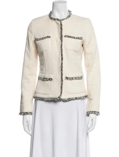 Pre-owned Weekend Max Mara Tweed Pattern Blazer In Neutral