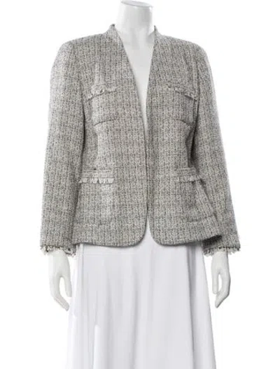 Pre-owned Weekend Max Mara Tweed Pattern Blazer In White