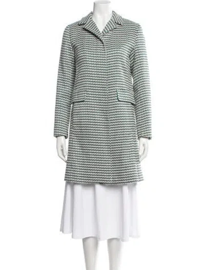 Pre-owned Weekend Max Mara Tweed Pattern Coat In Green