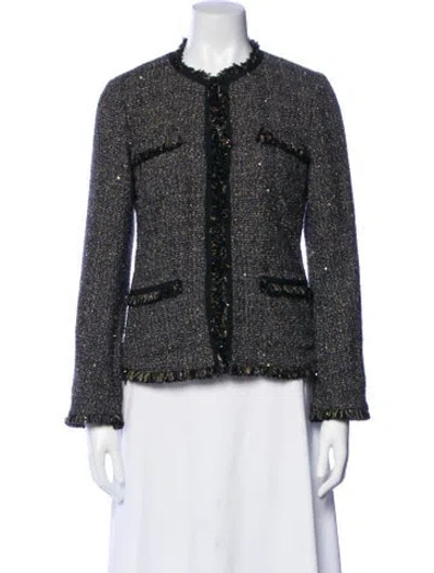 Pre-owned Weekend Max Mara Tweed Pattern Evening Jacket In Black