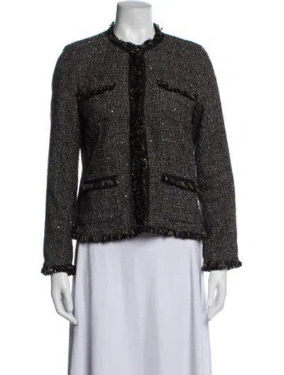 Pre-owned Weekend Max Mara Tweed Pattern Jacket In Black