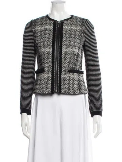 Pre-owned Weekend Max Mara Tweed Pattern Jacket In Black