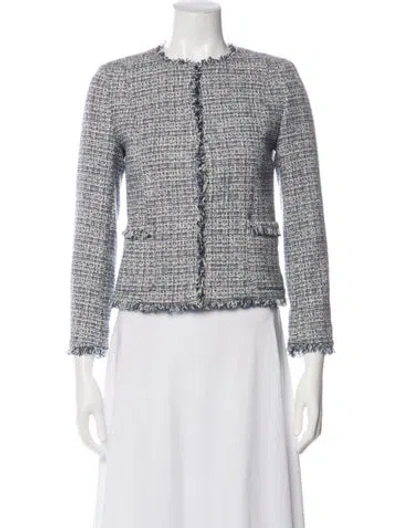 Pre-owned Weekend Max Mara Tweed Pattern Jacket In Blue
