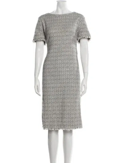 Pre-owned Weekend Max Mara Tweed Pattern Knee-length Dress In Neutrals