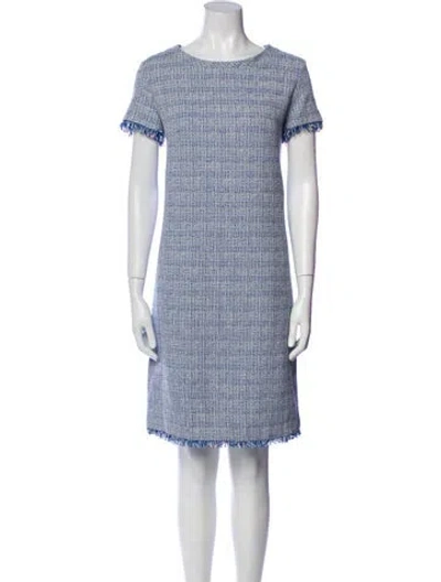 Pre-owned Weekend Max Mara Tweed Pattern Mini Dress In Blue