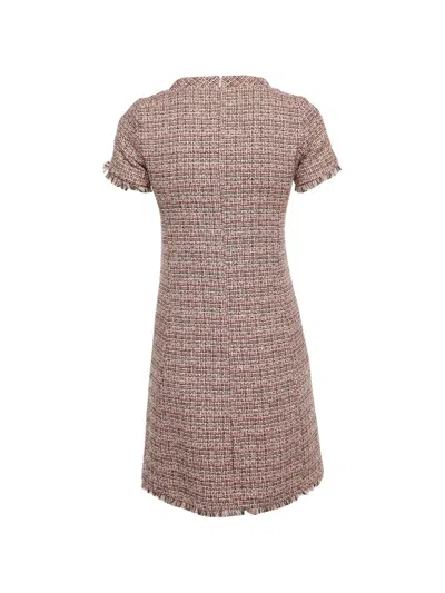 Pre-owned Weekend Max Mara Tweed Short-sleeved Mini Dress In Pink