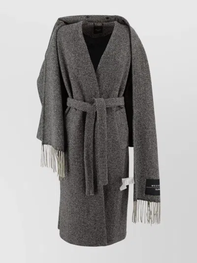 Weekend Max Mara Tweed Wool Dressing Gown Coat In Gray