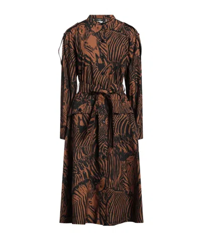 Weekend Max Mara Two-tone Long Sleeve Shirt Dress In Brown