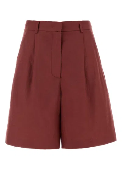 Weekend Max Mara Tyrian Purple Cotton Blend Cuba Shorts In Brown
